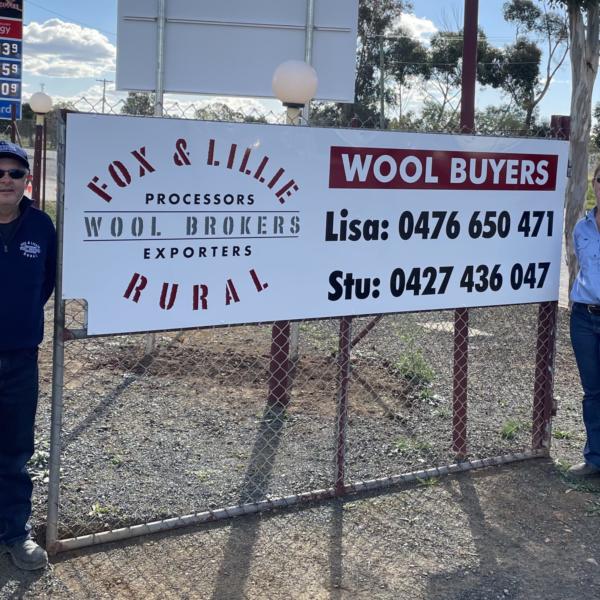 Stu Danson and Lisa Sturgess outside the new Fox & Lillie Rural Wyalong wool store