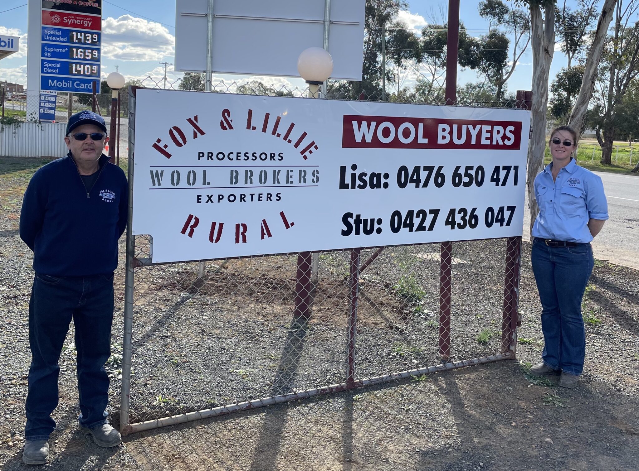 Stu Danson and Lisa Sturgess outside the new Fox & Lillie Rural Wyalong wool store