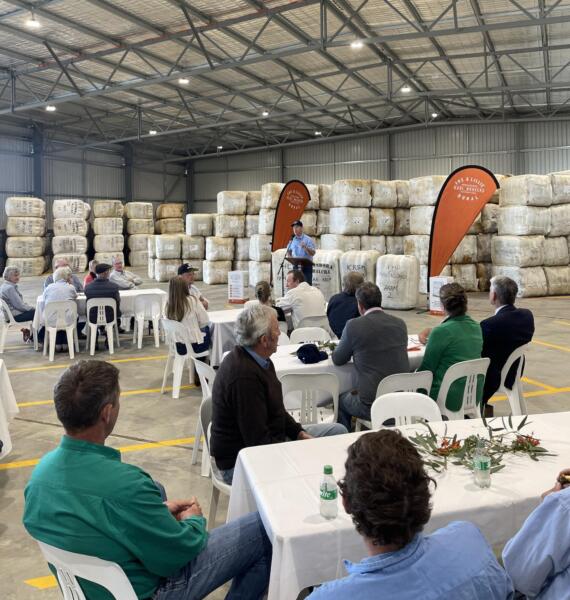David Hallam speaking at the opening of the new Fox & Lillie Rural wool store in Tamworth
