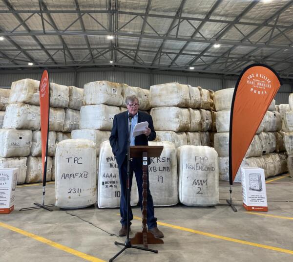 Jonathan Lillie at the opening of the new Fox & Lillie Rural wool store in Tamworth