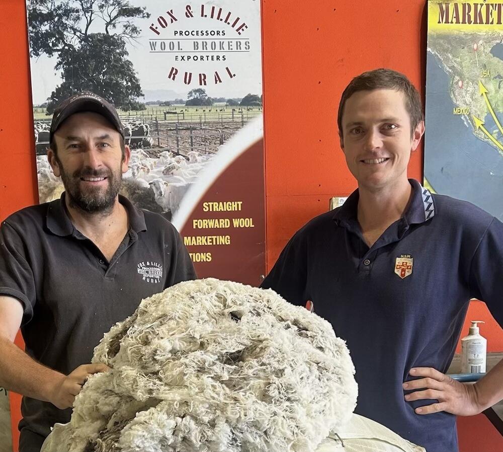 Two men holding australian ultrafine fleece, Fox and Lillie Ultrafine Fleece, Superfine merino wool, Ultrafine Merino Wool, Italy ultrafine wool, New England